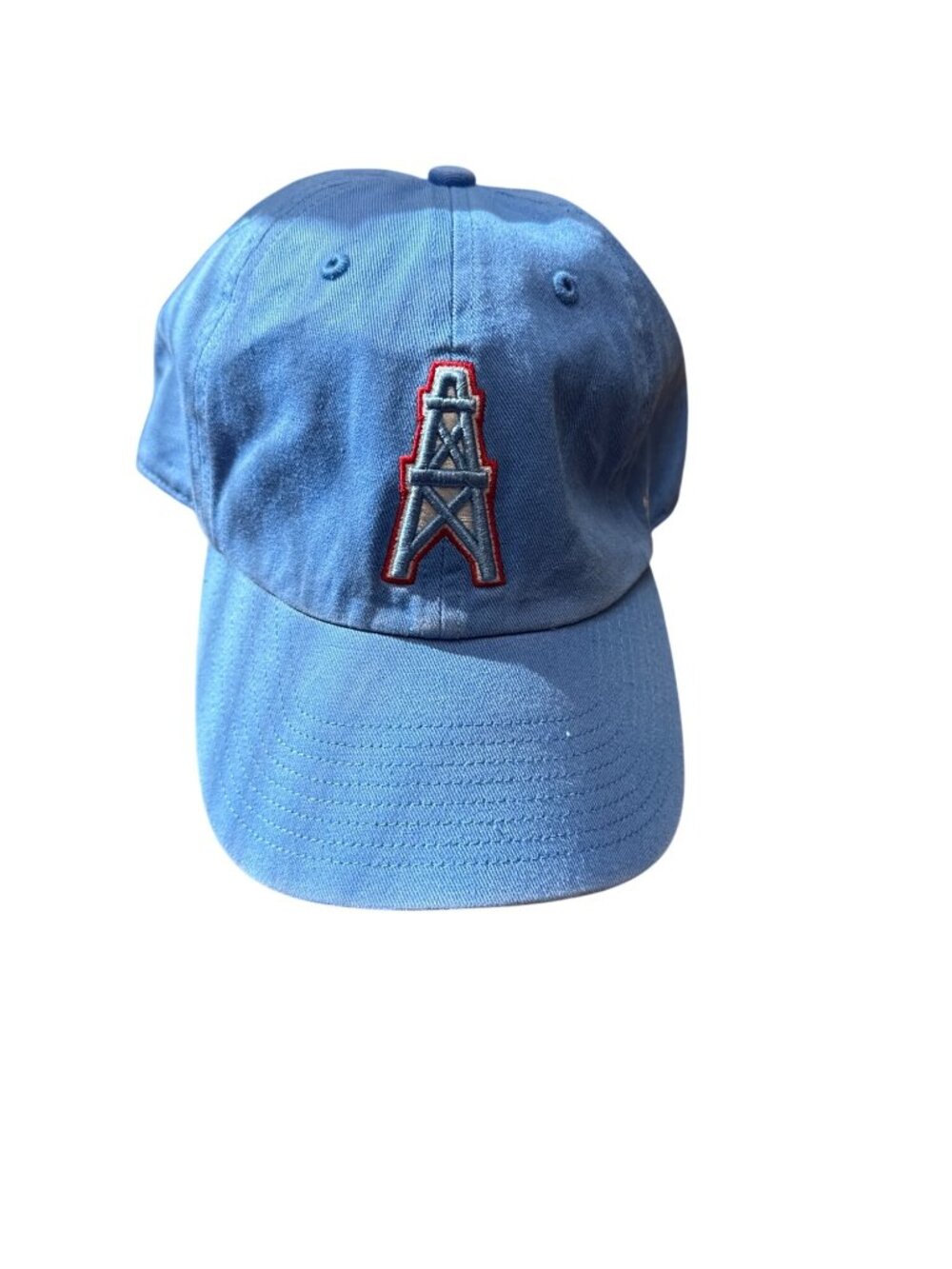 Houston Oilers Adjustable Blue Baseball Cap By 47 With Red & White Stripe Brim D - Picture 1 of 5